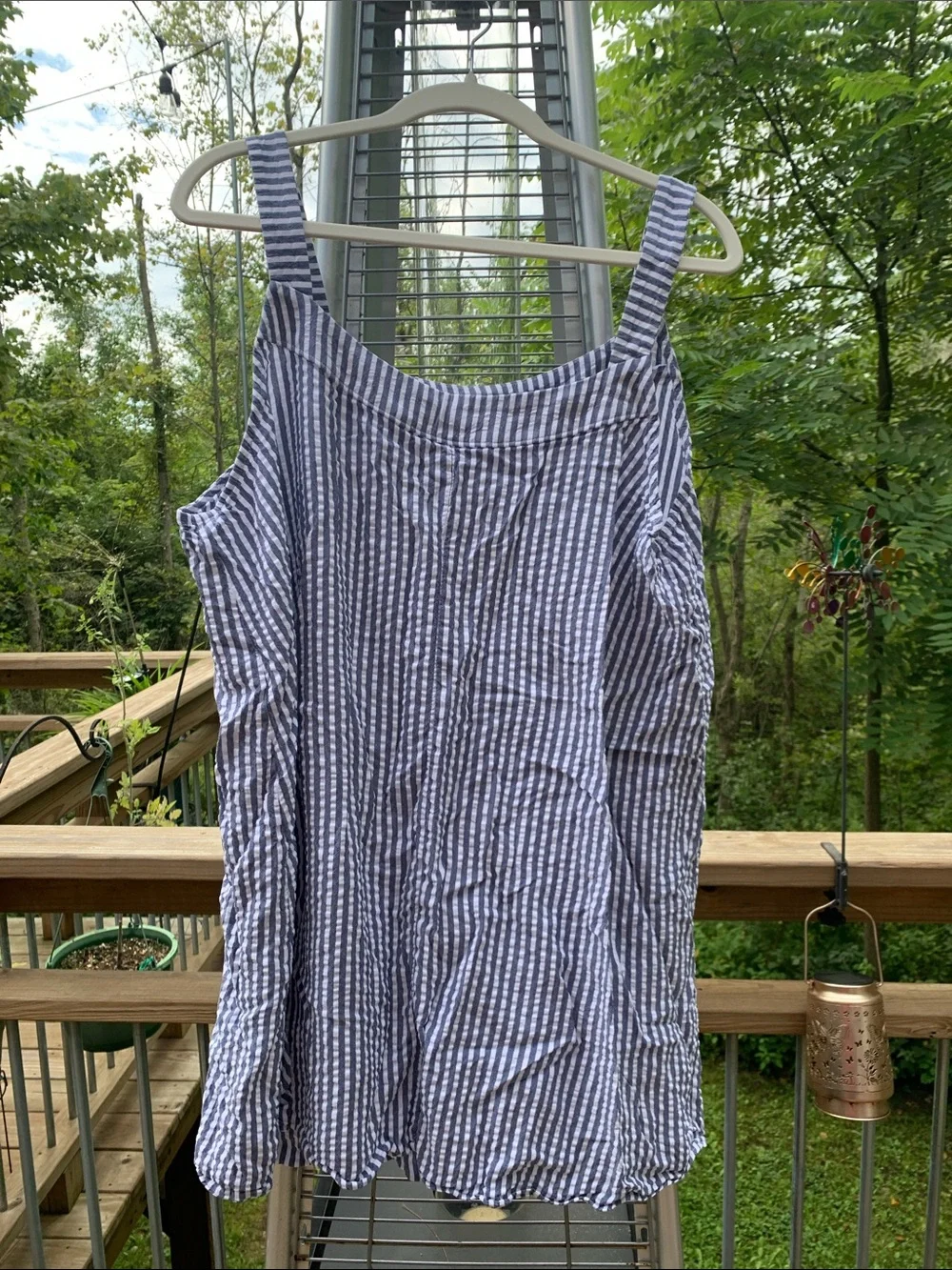 Draper James Blue and White Striped Seersucker Nighty